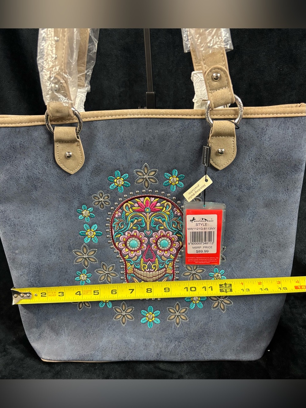 Montana West Sugar Skull Embroidered Tote Bag NWT Western Bling - Picture 11 of 16
